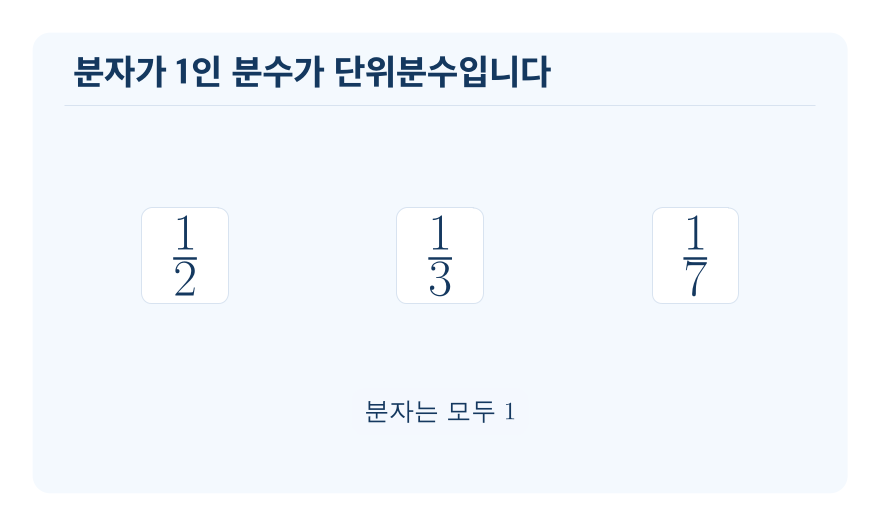 단위분수 개념을 설명하는 수학 도식